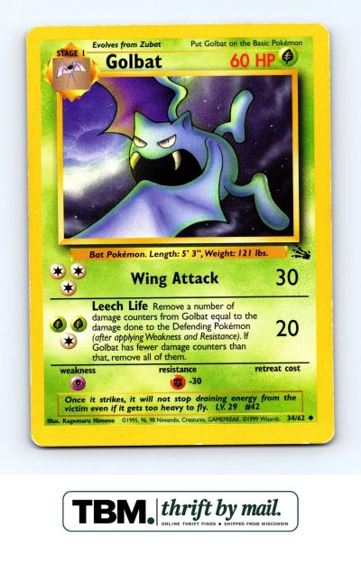 1999 Pokemon Fossil #34/62 Golbat