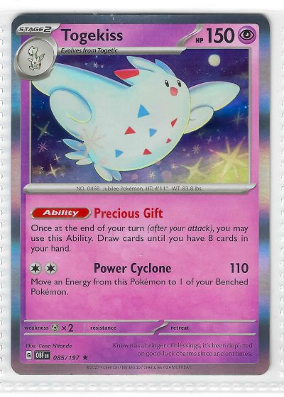 Togekiss 085/197 Rare Holo Pokemon Card Obsidian Flames