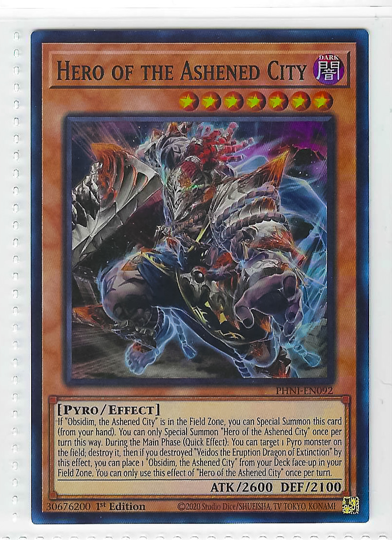 Yu-Gi-Oh! Hero of the Ashened City PHNI-EN092 Super Rare 1st Edition
