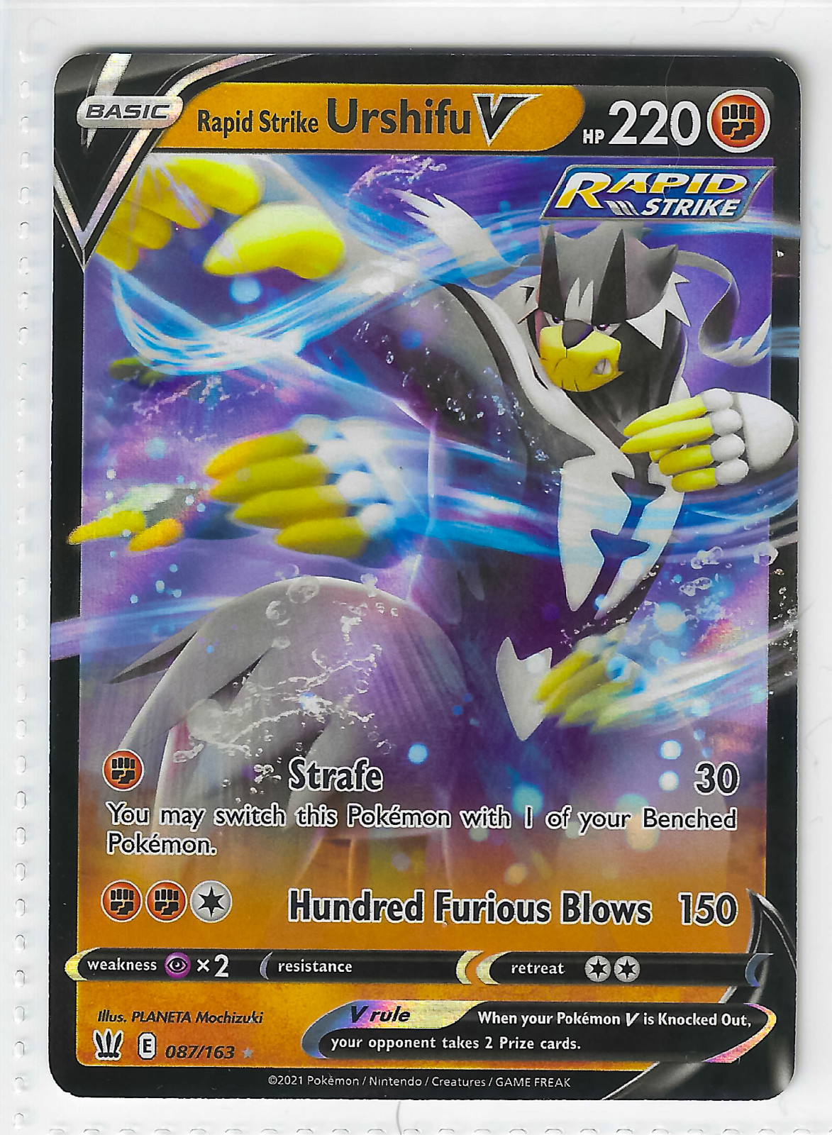 Rapid Strike Urshifu V 087/163 Battle Styles Pokemon TCG Card