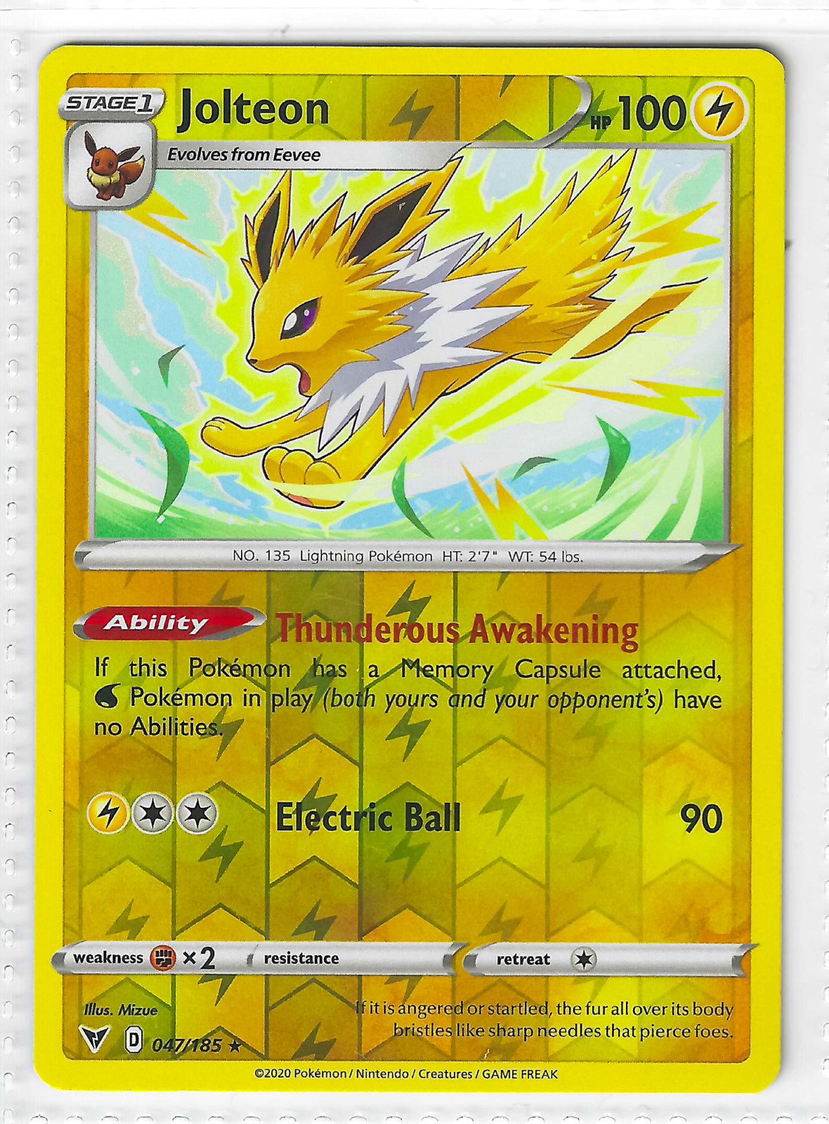 Pokémon TCG Jolteon 047/185 Vivid Voltage Reverse Holo Stage 1