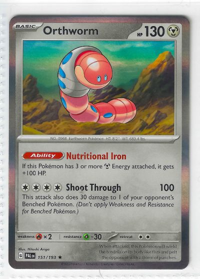 Orthworm 151/193 Holo Paldea Evolved Pokemon TCG Card
