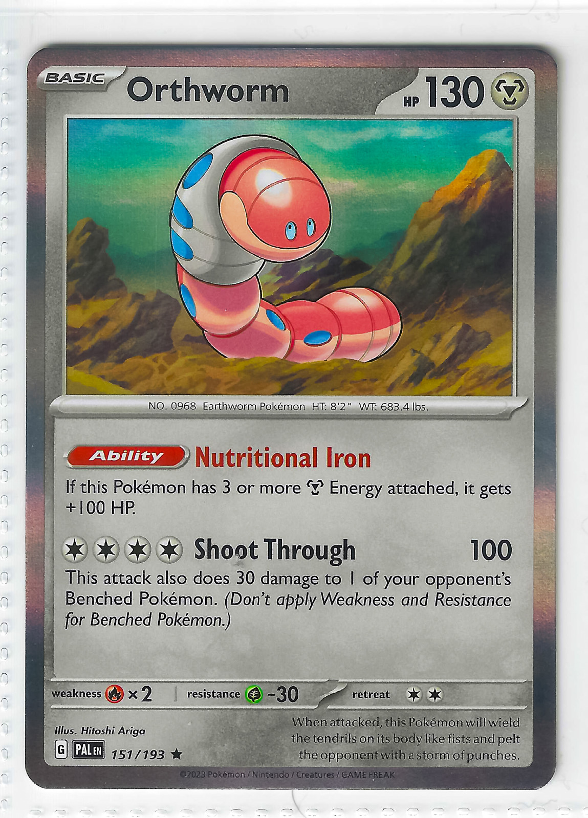 Orthworm 151/193 Holo Paldea Evolved Pokemon TCG Card