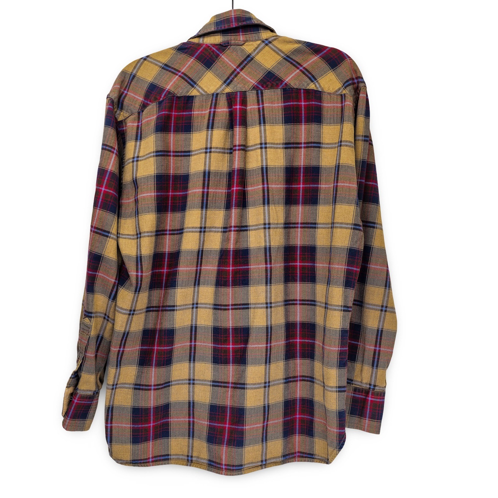 Tommy Hilfiger Plaid Button Down Shirt Mens Size Medium Mustard Yellow Excellent - Image 2