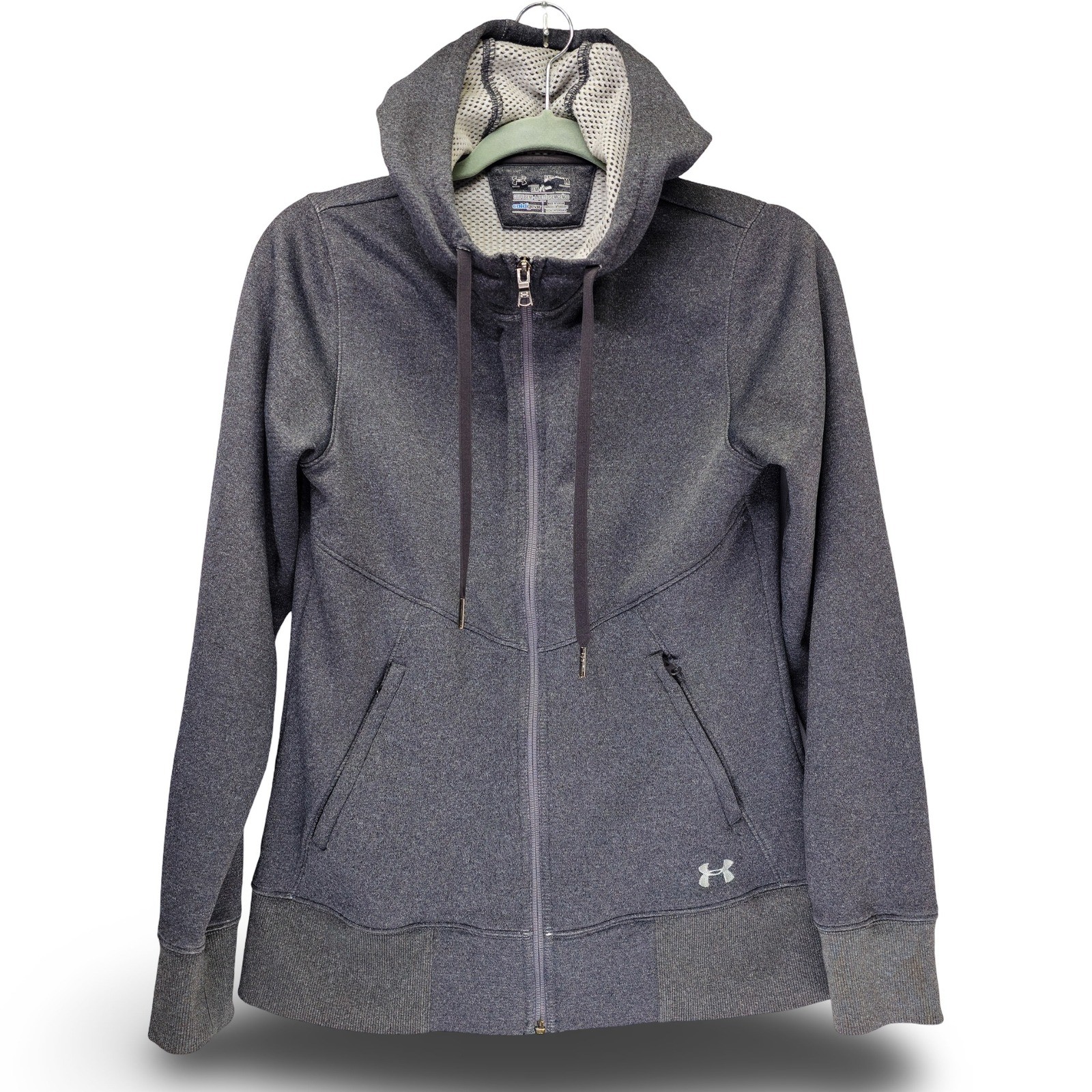Under Armour ColdGear Hoodie Women Size M Gray Full Zip Excellent