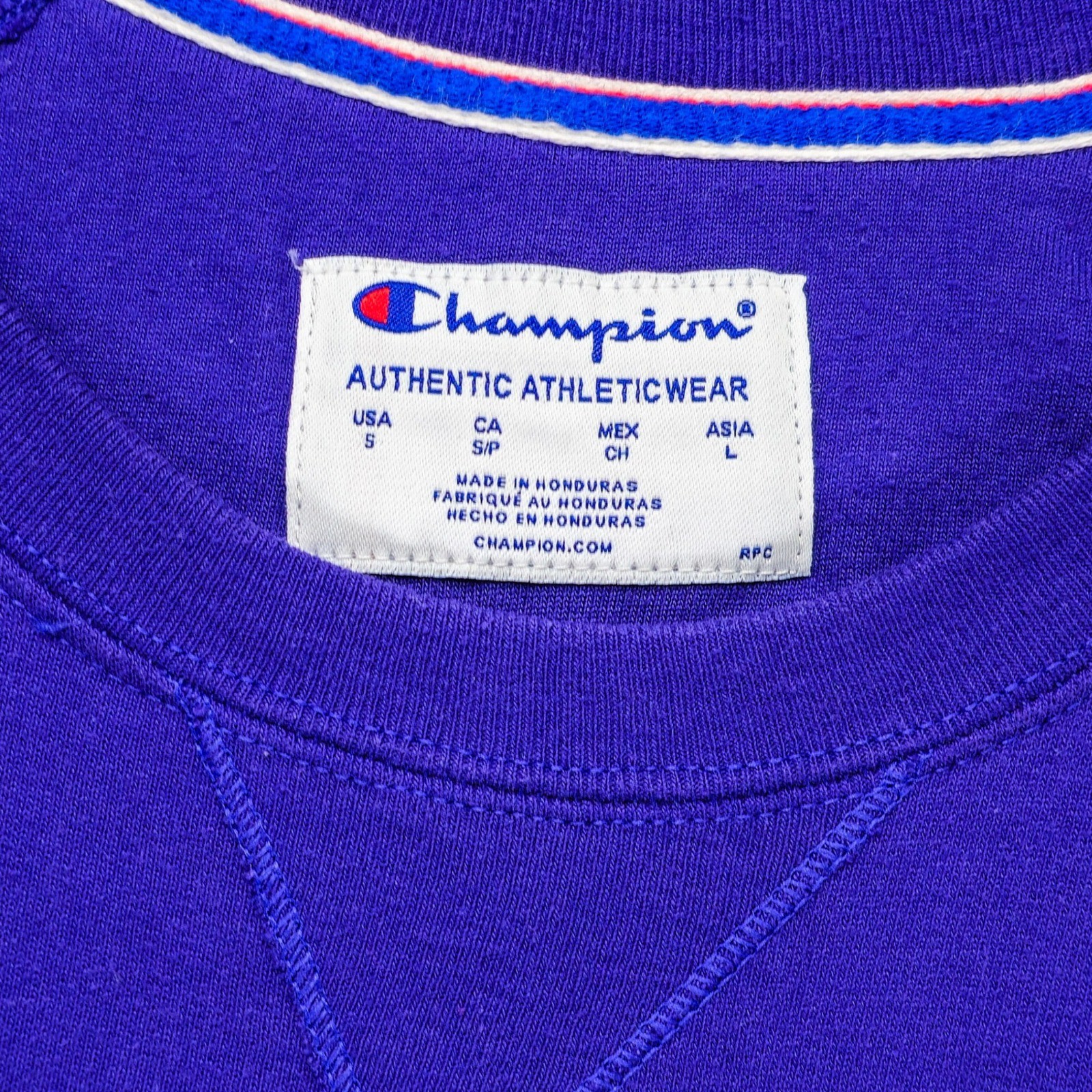 Champion Sweatshirt Womens Small Purple Iridescent Foil Logo Pullover Excellent - Image 4