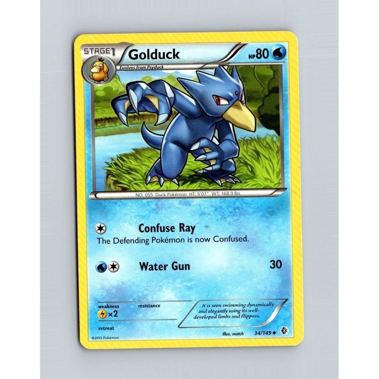 Pokemon Golduck Trading Card Boundaries Crossed 34/149 Blue Excellent 2012 TCG