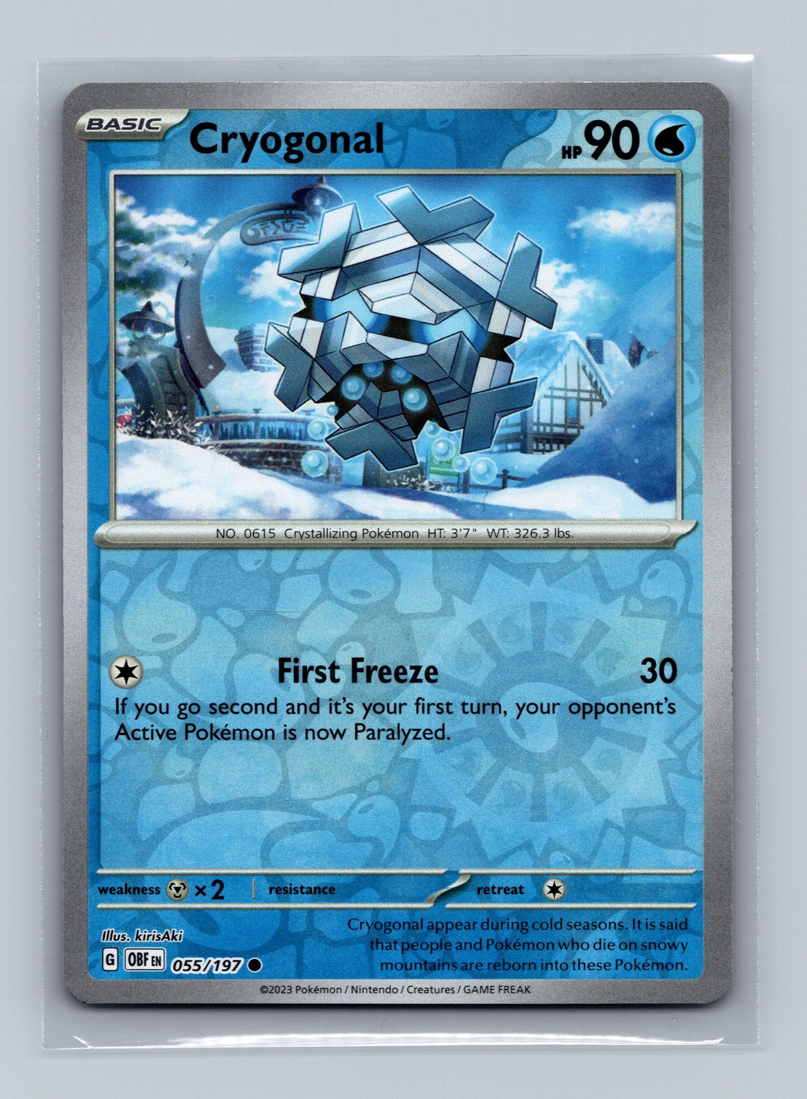 Pokemon Trading Card Game Cryogonal 055/197 Blue Excellent Obsidian Flames TCG