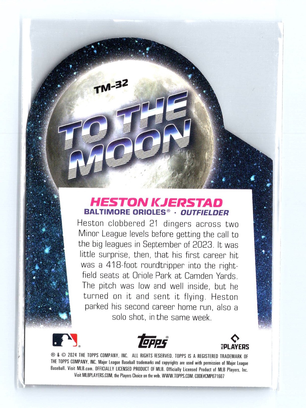2024 Topps Big League #TM-32 Heston Kjerstad To the Moon Die Cuts - Image 2