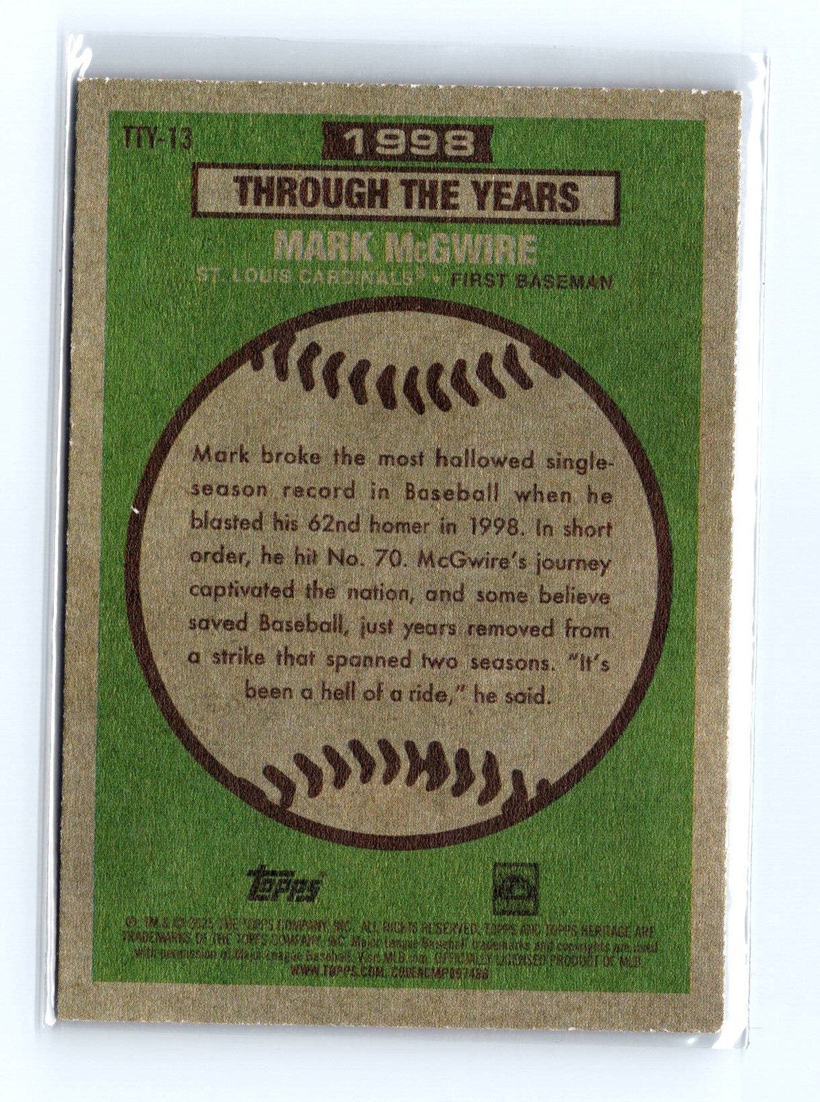 2025 Topps Heritage #TTY-13 Mark McGwire Through the Years - Image 2
