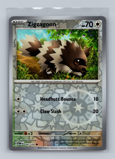 SV03: Obsidian Flames #167/197 Zigzagoon Holo