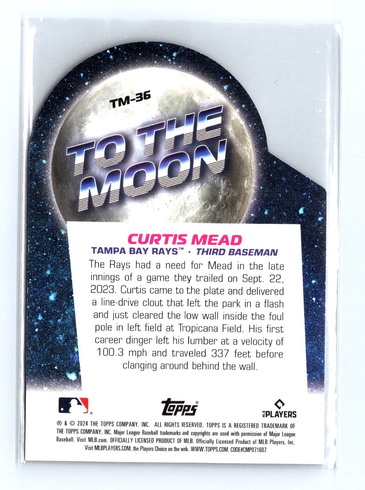 2024 Topps Big League #TM-36 Curtis Mead To the Moon Die Cuts - Image 2