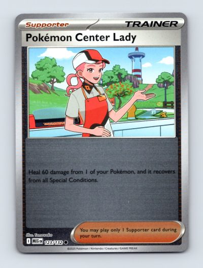 Pokemon Center Lady 123/132 Mega Evolution Trainer Card Foil Excellent