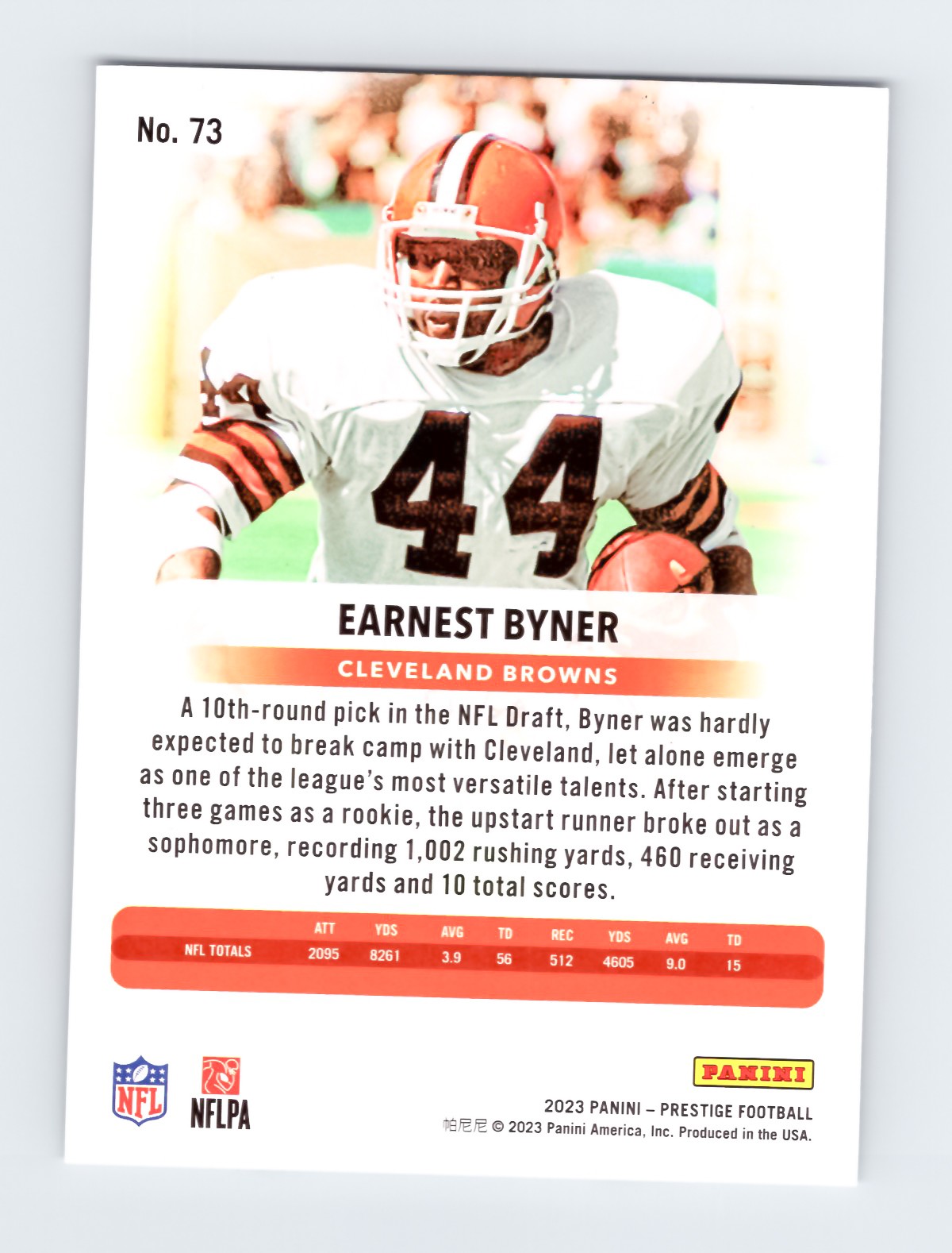 Earnest Byner 2023 Panini Prestige #73 Cleveland Browns Card EXCELLENT - Image 2