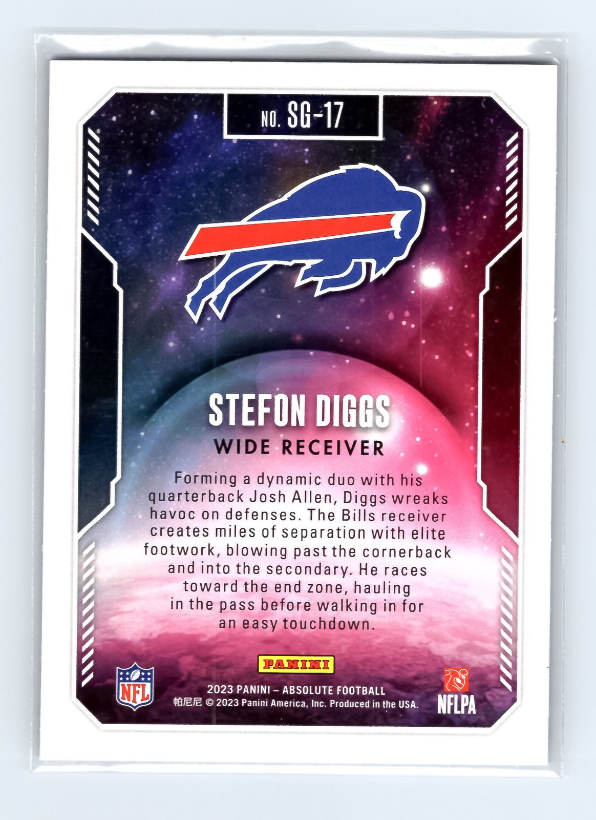 Stefon Diggs 2023 Panini Absolute Star Gazing #SG-17 Bills Card EXCELLENT - Image 2