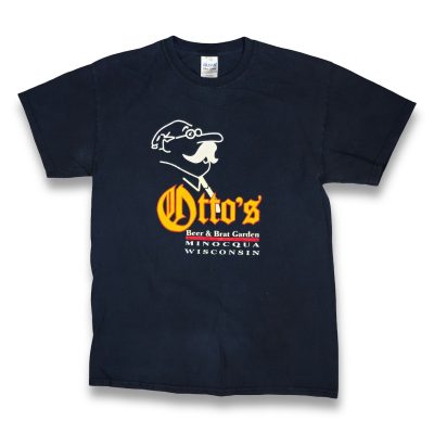 Vintage Gildan Men's M Otto's Beer & Brat Garden Graphic T-Shirt Excellent