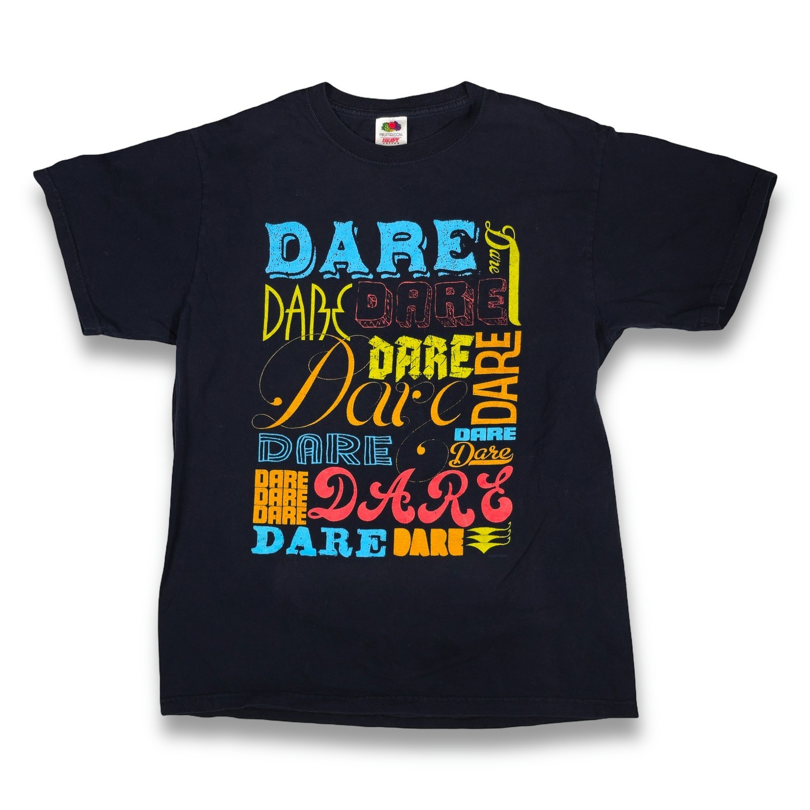 Vintage Fruit of the Loom D.A.R.E. Multi-Font Graphic T-Shirt Men's M Black GOOD