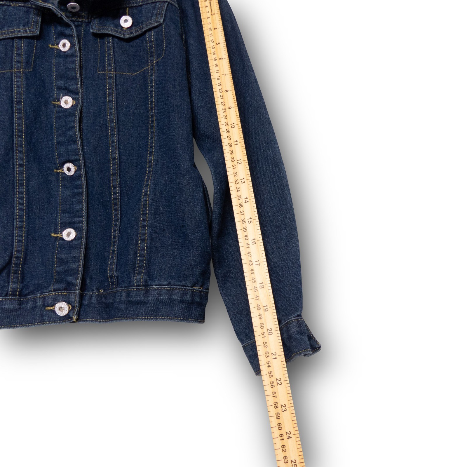 Vintage Unbranded Denim Jacket Women's S Dark Blue Trucker Button Front EXCELLEN - Image 7