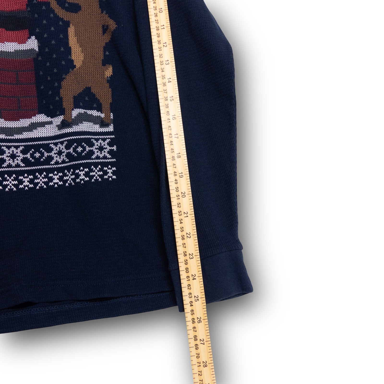 Vintage Dec. 25th Thermal Shirt Mens XL Navy Bottoms Up Santa Christmas GOOD - Image 5