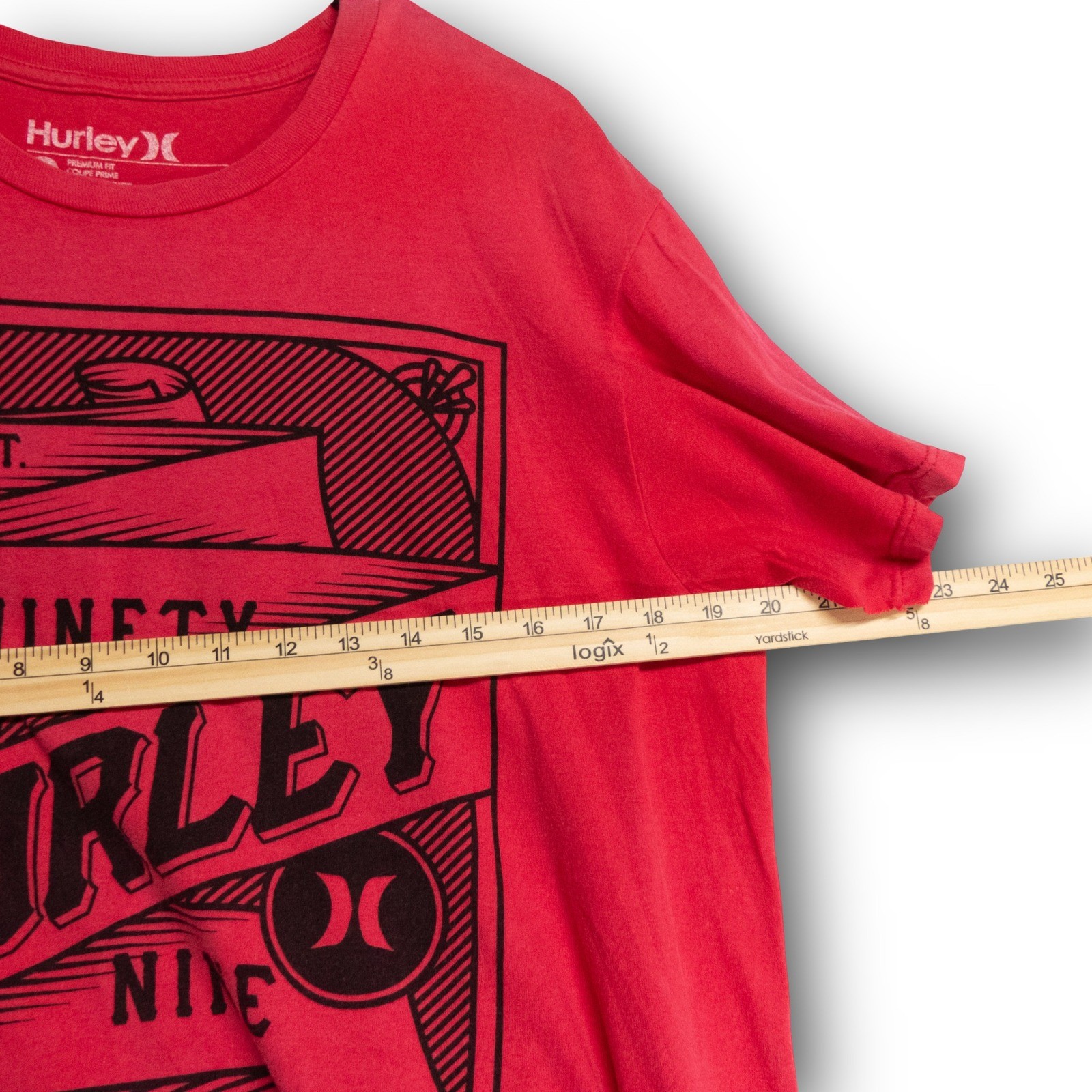 Hurley Graphic T-Shirt Men's Large Red Ninety Nine Surf Skate Tee Fair Rip Stain - Image 7