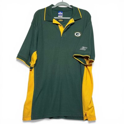 Reebok Green Bay Packers Polo Shirt Mens XL PlayDry NFL Team Apparel