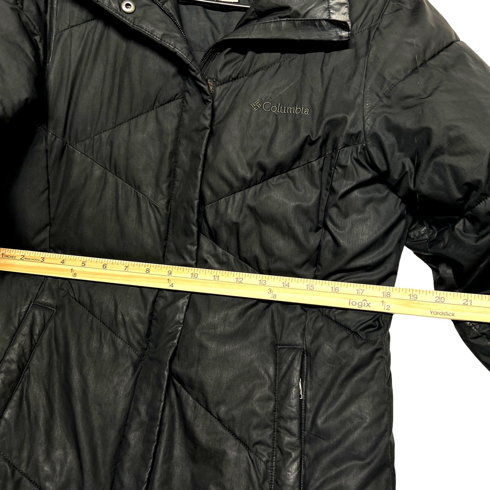 Columbia Womens Black Puffer Parka Small Faux Fur Hood Quilted Winter Coat - Image 6