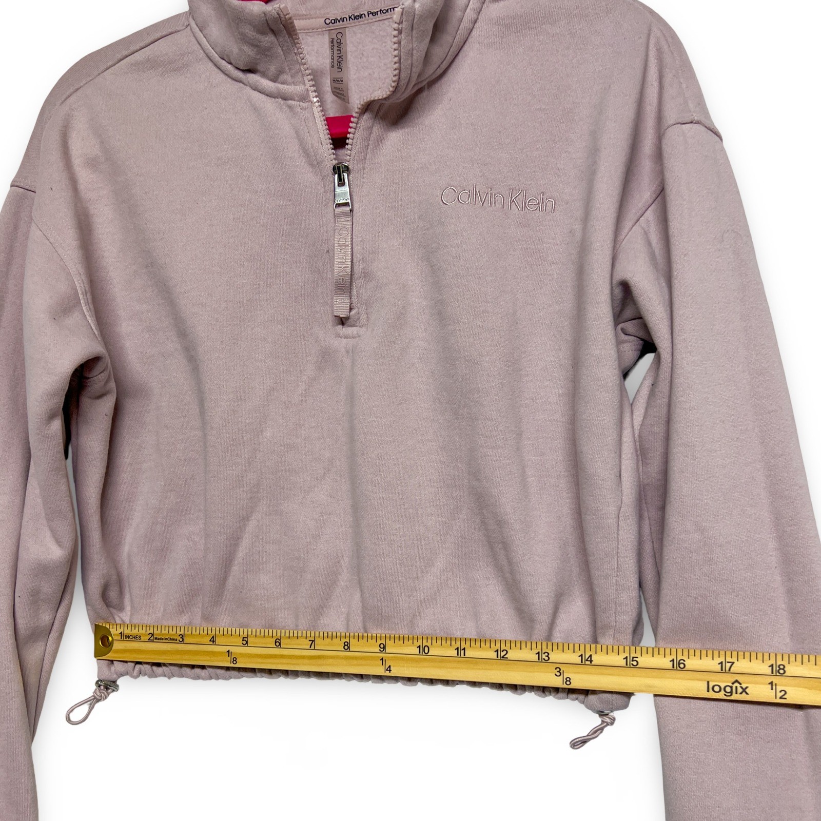 Calvin Klein Performance Pullover Womens Medium Mauve Cropped Quarter Zip - Image 8