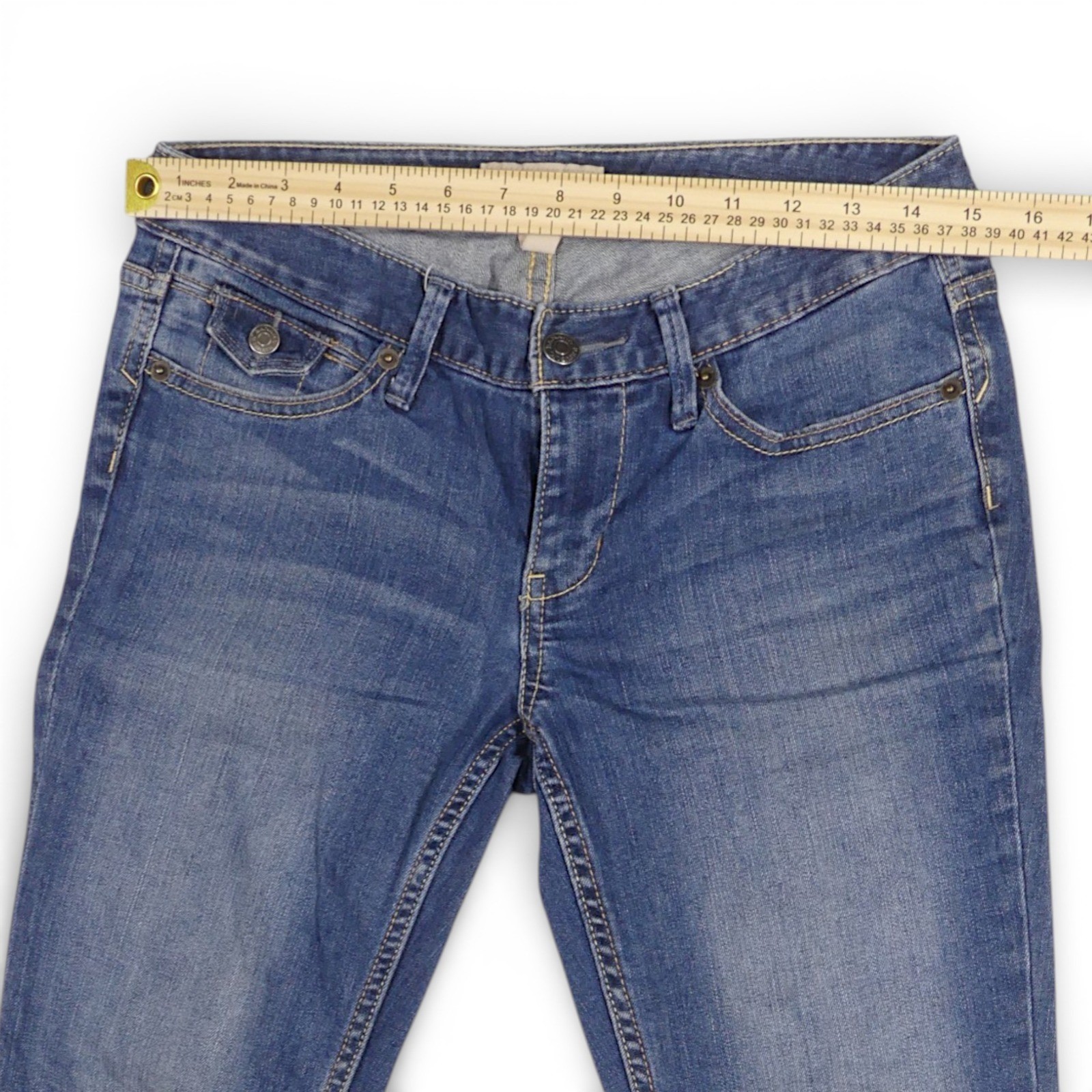 Banana Republic Stretch Capri Jeans Womens 2/26 Petite Blue Cuffed Excellent - Image 4