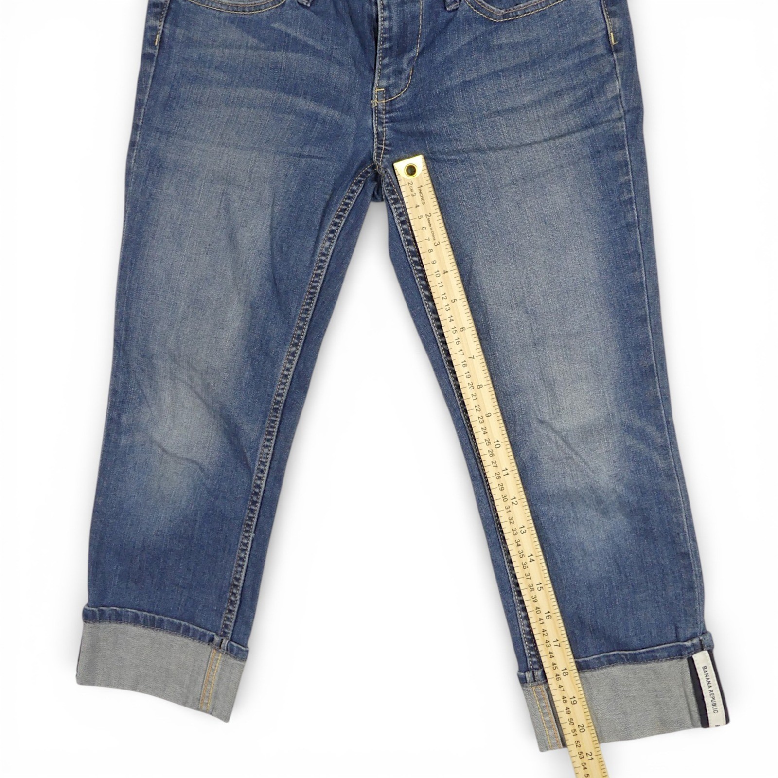 Banana Republic Stretch Capri Jeans Womens 2/26 Petite Blue Cuffed Excellent - Image 6