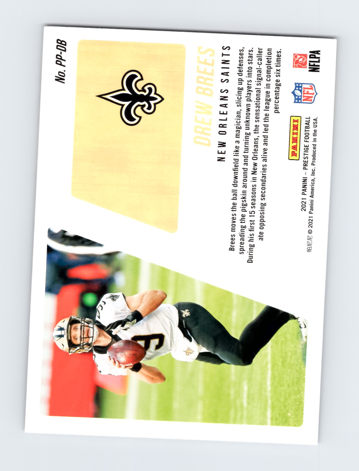 Drew Brees 2021 Panini Prestige Prestigious Pros Saints QB Card EXCELLENT - Image 2
