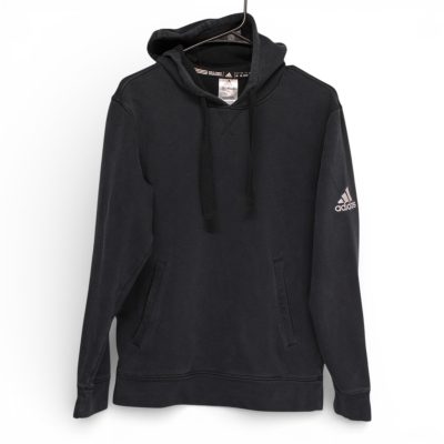 Adidas Mens XS Black Hoodie Pullover Sweatshirt Athletic Logo Fleece Good