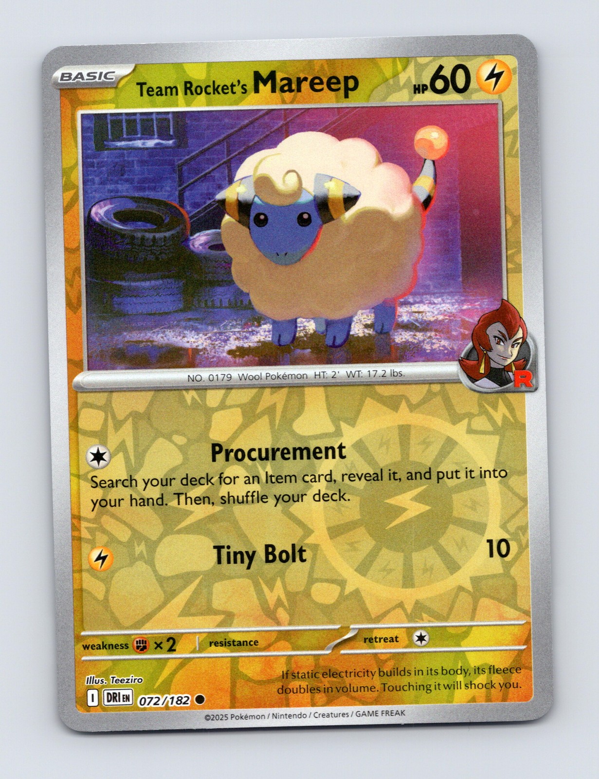 SV10: Destined Rivals #072/182 Team Rocket's Mareep Reverse Holo Pokemon