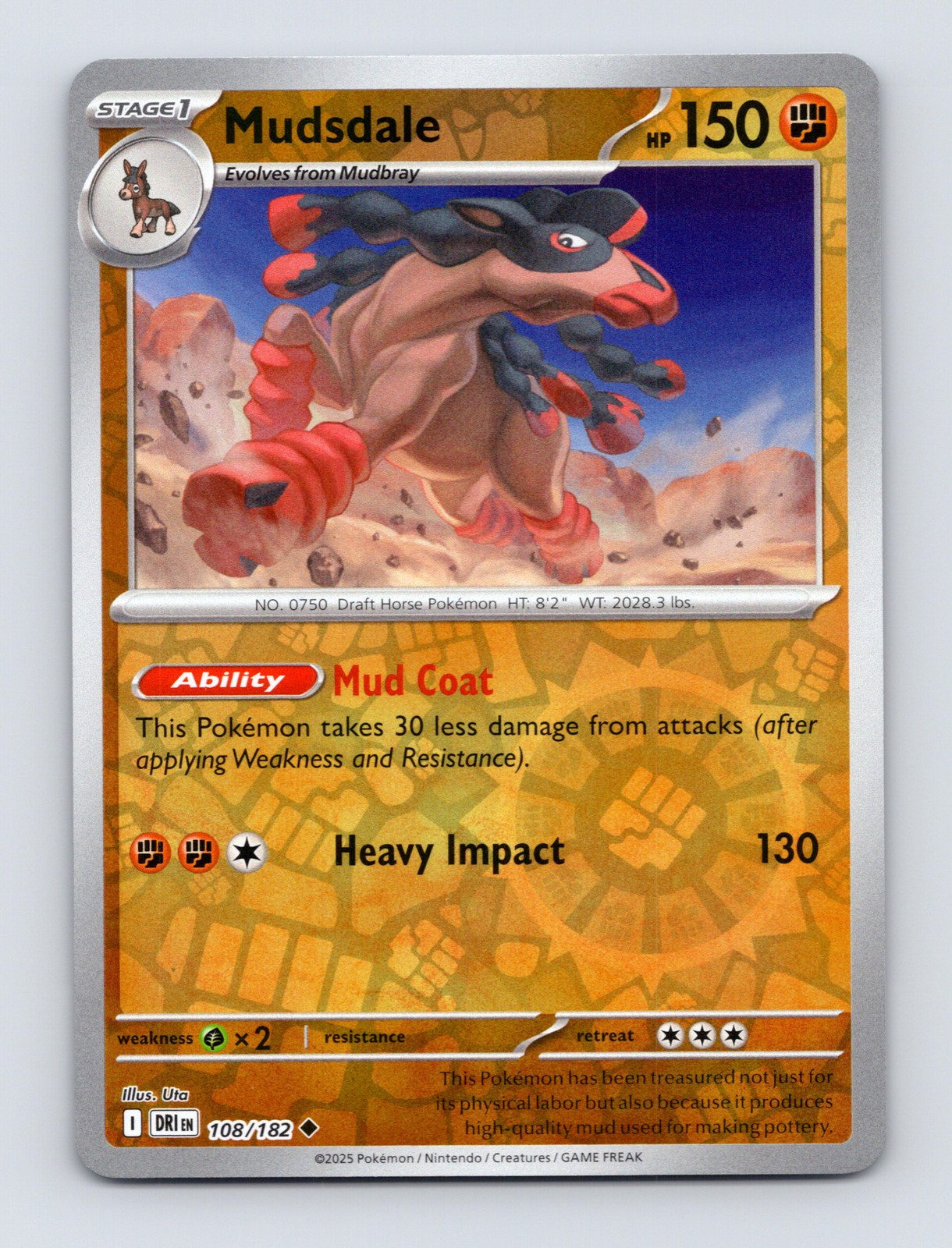 SV10: Destined Rivals #108/182 Mudsdale Reverse Holo Pokemon