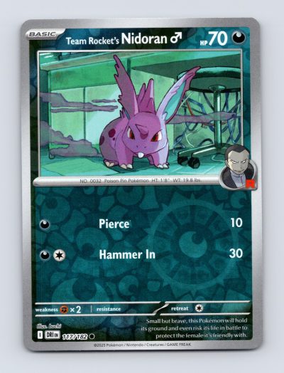SV10: Destined Rivals #117/182 Team Rocket's Nidoran M Reverse Holo Pokemon