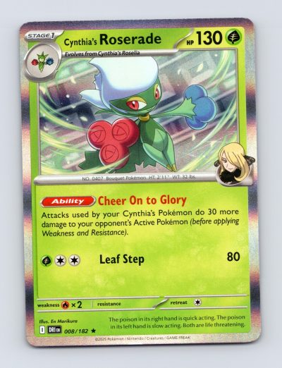 SV10: Destined Rivals #008/182 Cynthia's Roserade Holo Pokemon