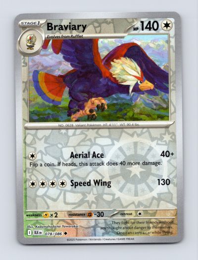 SV: Black Bolt #078/086 Braviary Reverse Holo Pokemon