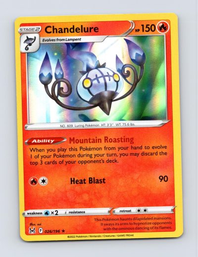 SWSH11: Lost Origin #026/196 Chandelure Holo Pokemon