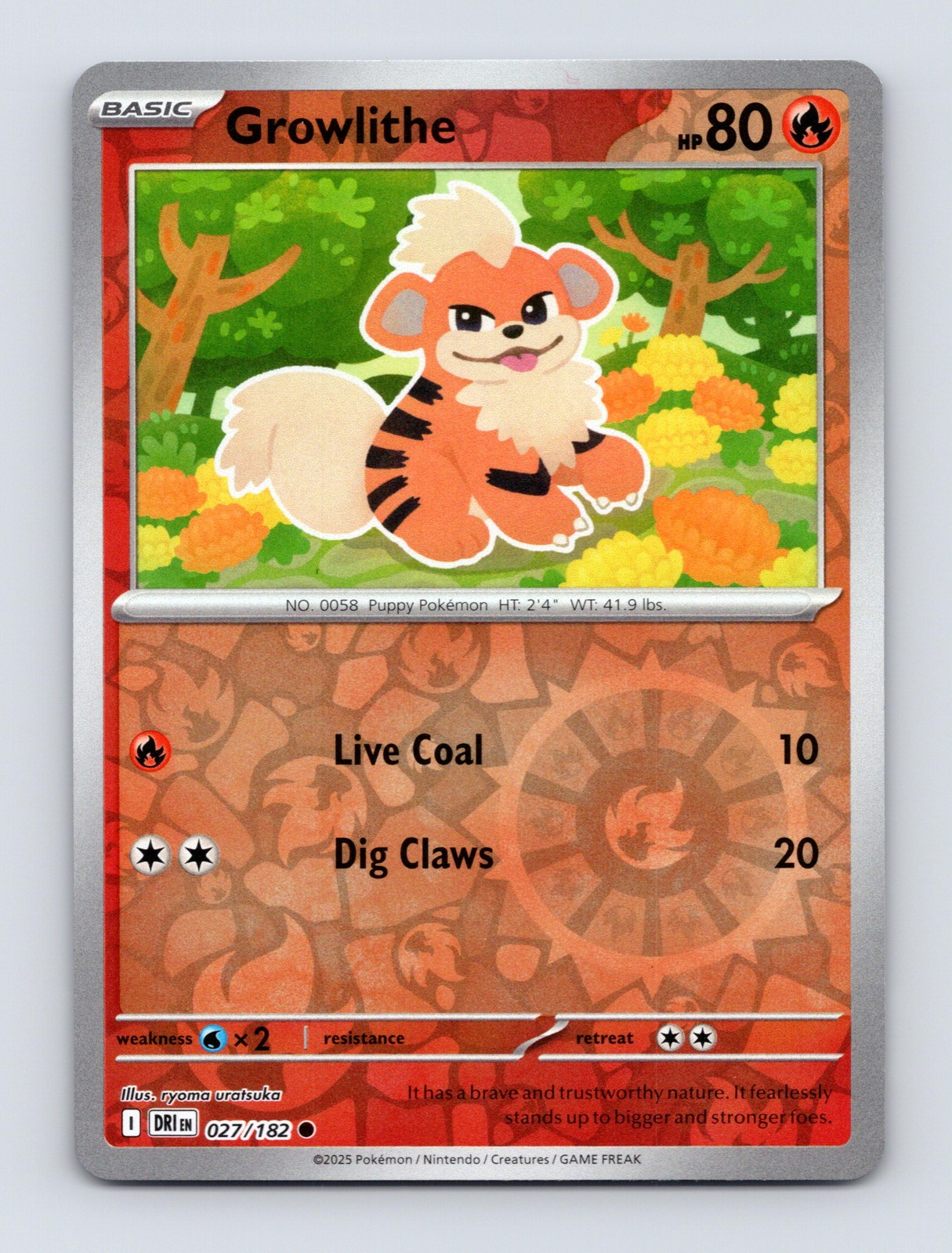 SV10: Destined Rivals #027/182 Growlithe Reverse Holo Pokemon