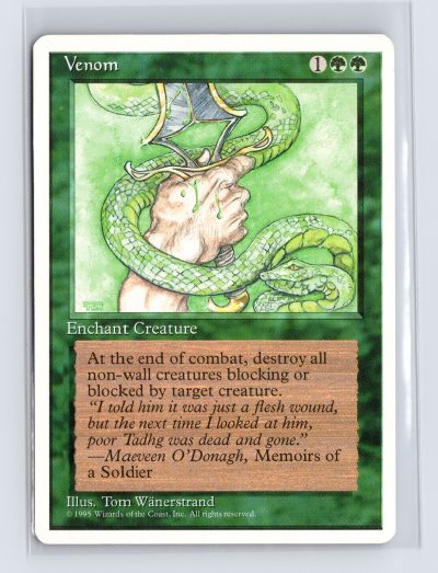Vintage MTG 1995 Fourth Edition Venom - White Border