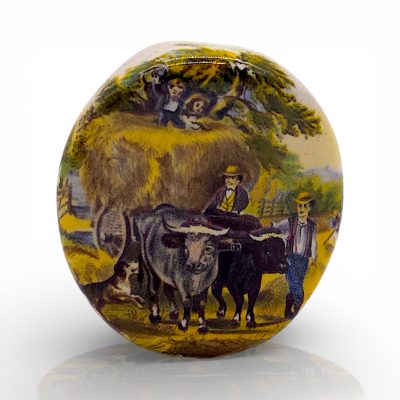 Vintage 70's Ceramic Smoke Stone - Farm Scene