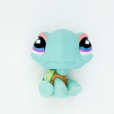 Littlest Pet Shop LPS #522 Teal Turtle Green Shell Blue Purple Eyes Authentic