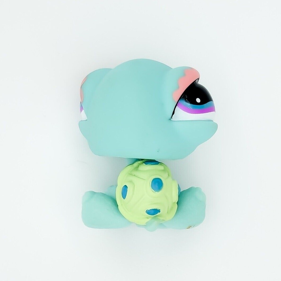 Littlest Pet Shop LPS #522 Teal Turtle Green Shell Blue Purple Eyes Authentic - Image 2
