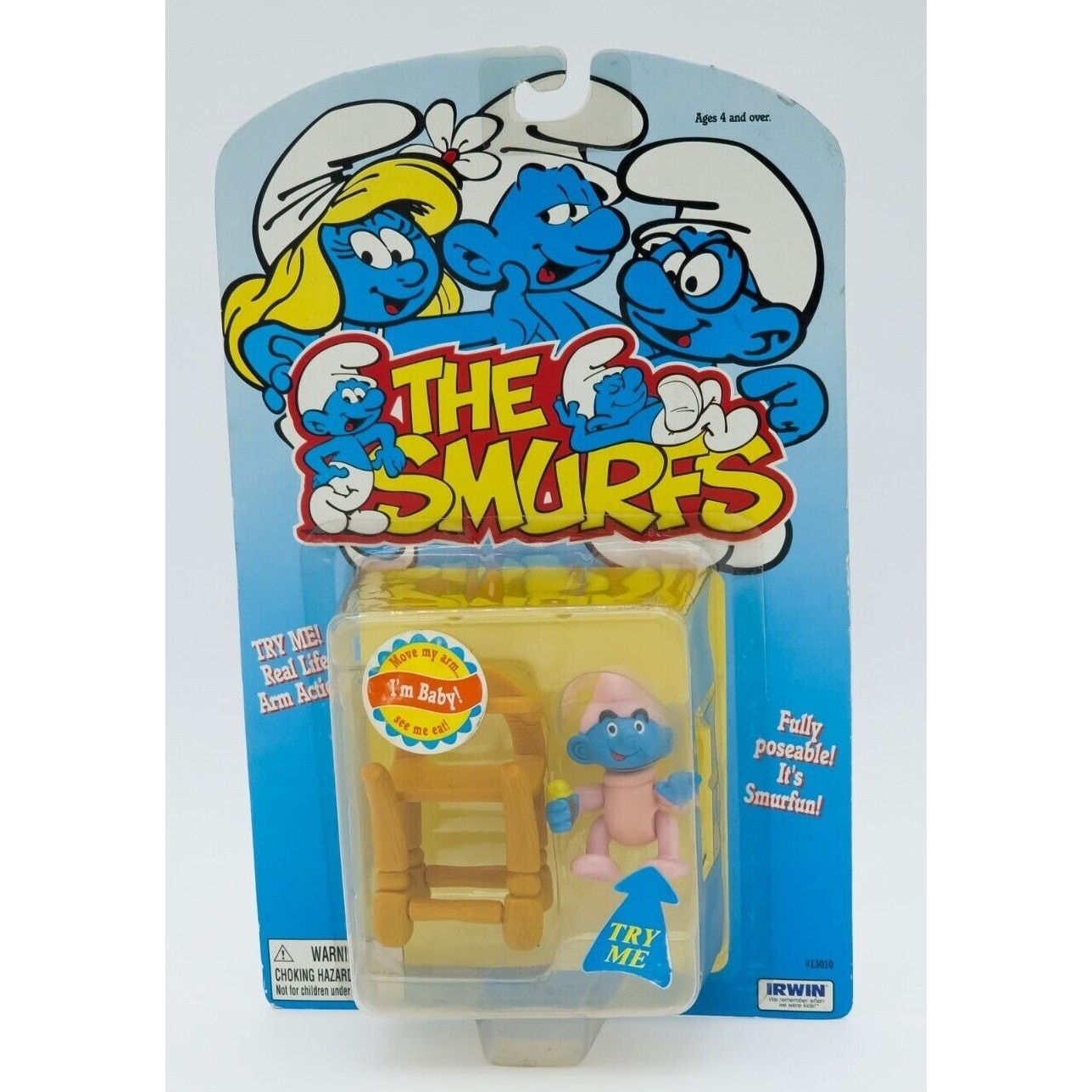 The Smurfs Baby Poseable Figure Irwin #13010 Peyo 1996 Vintage
