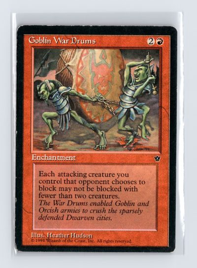 Vintage MTG 1994 Fallen Empires Goblin War Drums (Hudson) - Black Border