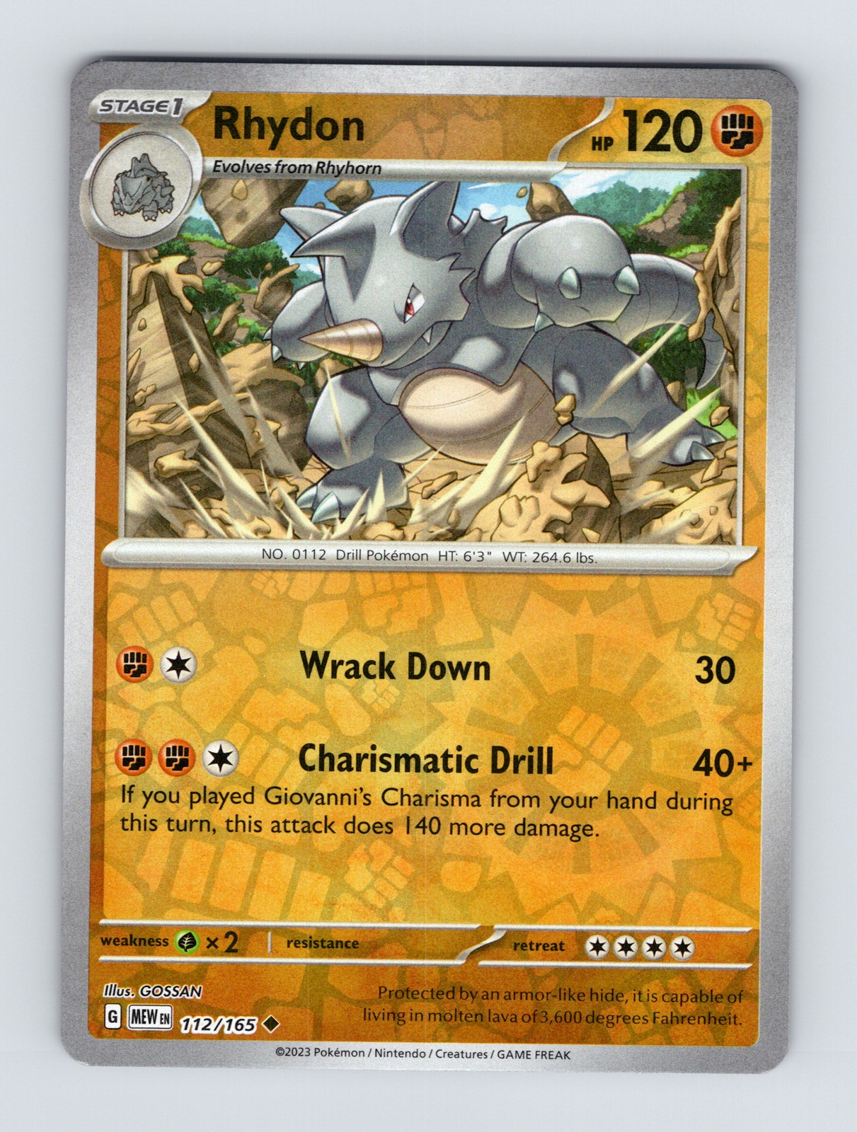 SV: Scarlet & Violet 151 #112/165 Rhydon Reverse Holo