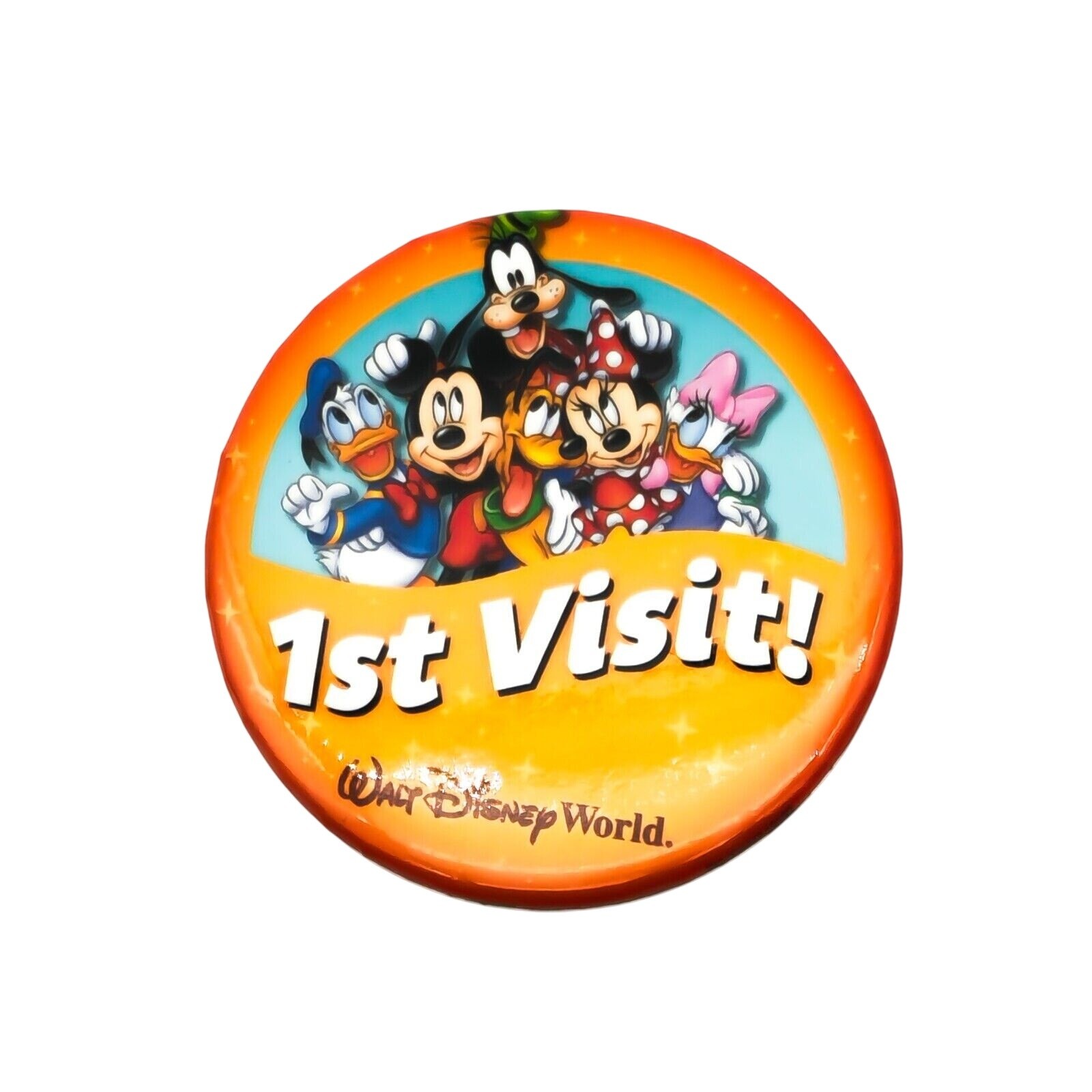 Walt Disney World 3" Pin Button - 1st Visit - Mickey Minnie Daisy Goofy Donald