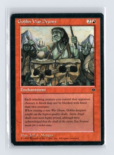 Vintage MTG 1994 Fallen Empires Goblin War Drums (Menges) - Black Border