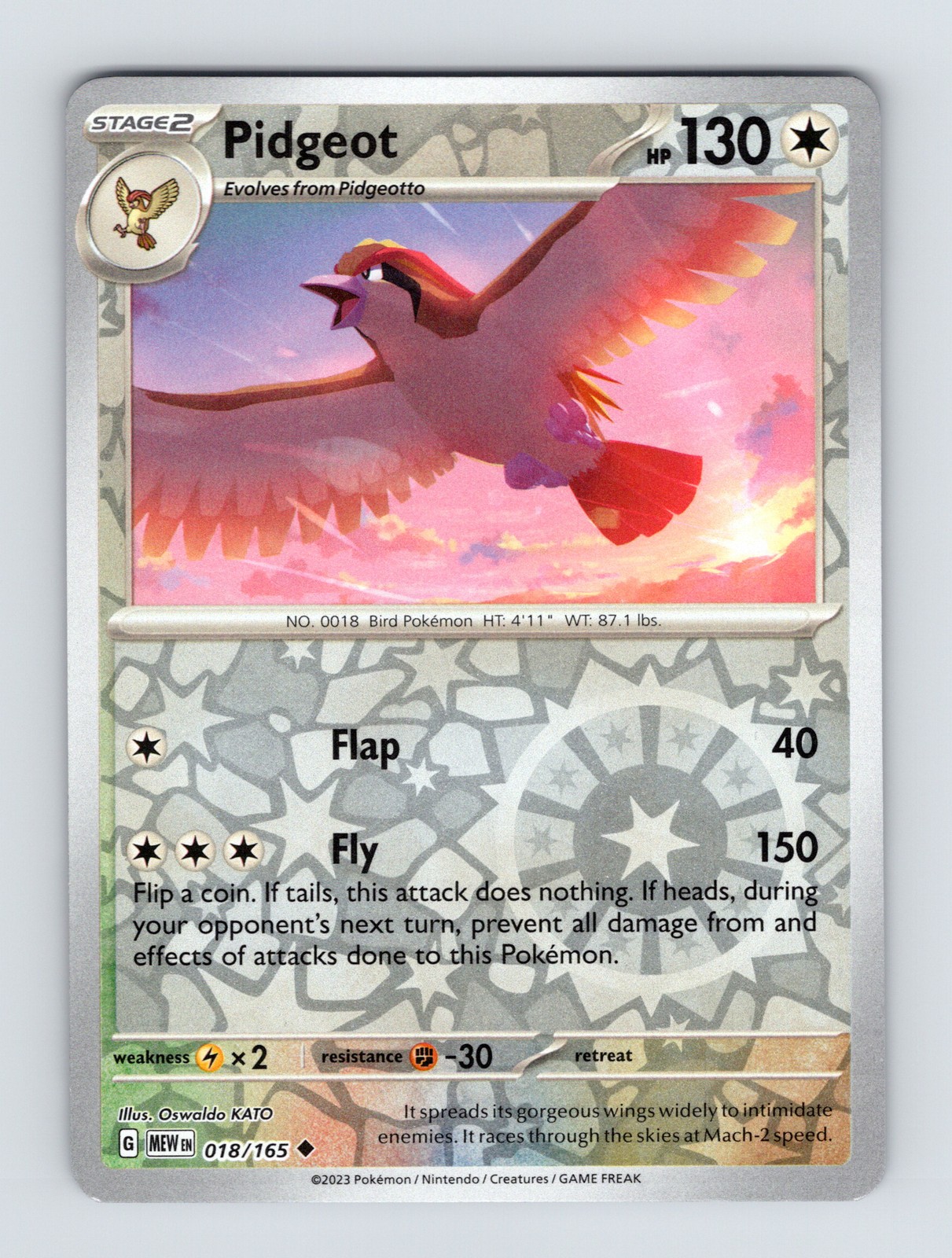 SV: Scarlet & Violet 151 #018/165 Pidgeot Reverse Holo