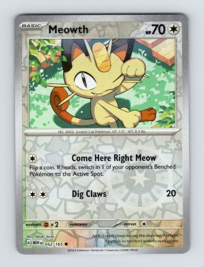 SV: Scarlet & Violet 151 #052/165 Meowth Reverse Holo