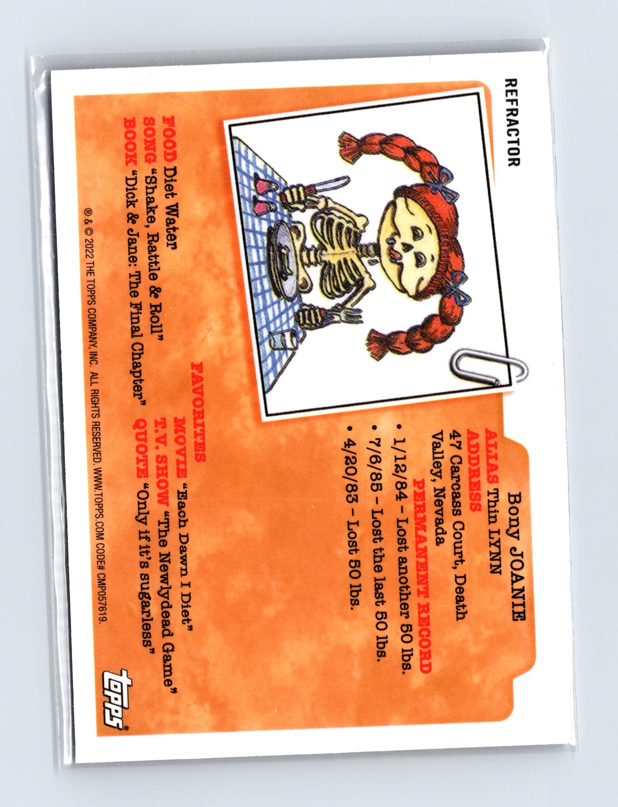 2022 Topps Chrome Garbage Pail Kids Prism Refractor Clark Chrome #212b - Image 2